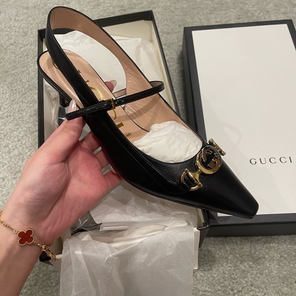 Gucci classic black logo slingback heels - Picture 4 of 4